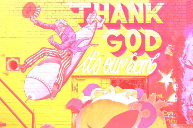 Thank God it’s our bomb – Street wall artwork #2