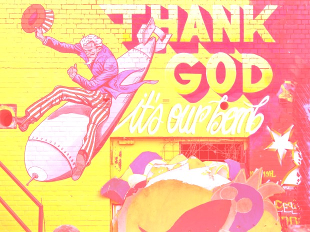 Thank God it’s our bomb – Street wall artwork #2